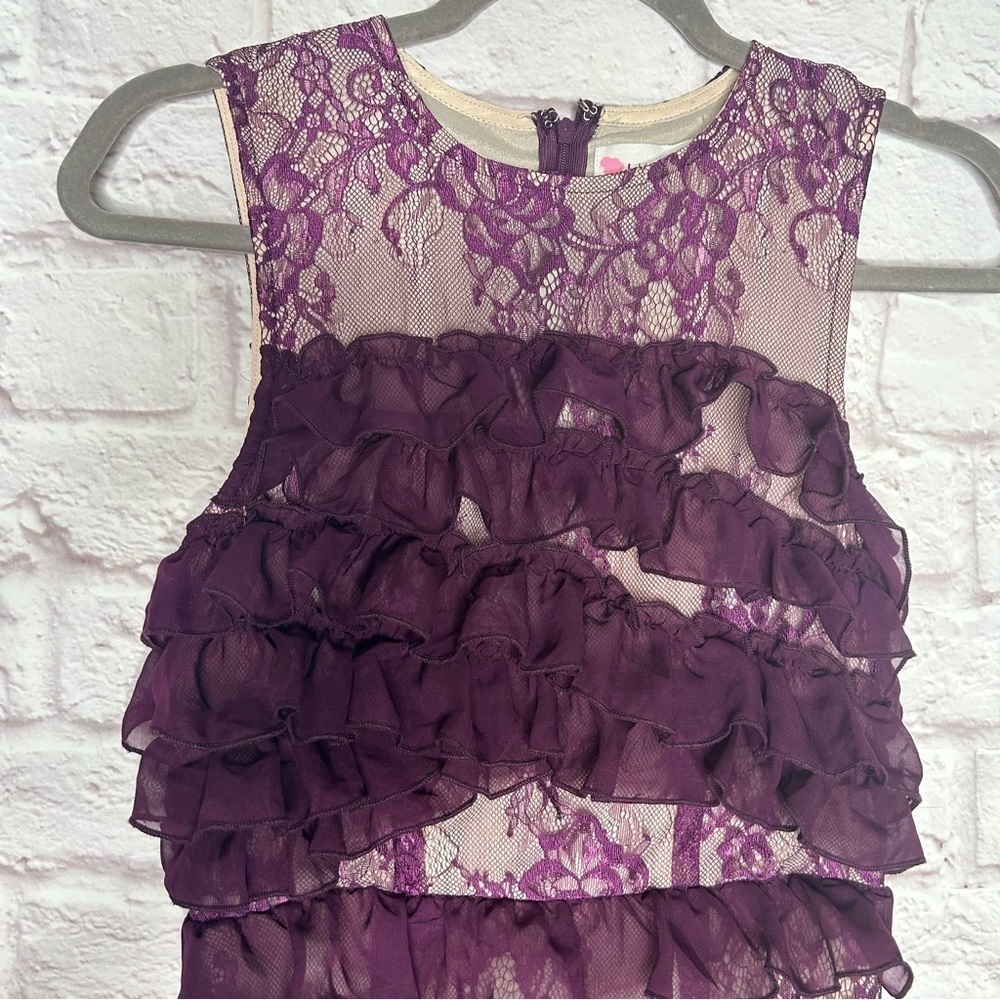 NWT L’ATISTE By Amy Purple Lace and Ruffle Mermaid Gown - Picture 6 of 15